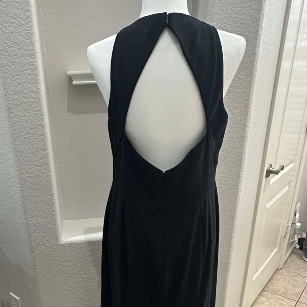 DESSY 3029 DIAMOND CUTOUT BACK TRUMPET GOWN FRONT SLIT BLK WITH TAGS! [Sz. 16]